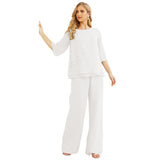 Niulatu Chiffon Mother of The Bride Dress Plus Size Pant Suits Ruffle HZ1007