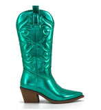 Niulatu Cowgirl Western Boots for Women 2025 Zip Embroidered Pointed Toe Stacked Heel Mid Calf Autumn Trendy Boots Shoes DJSE