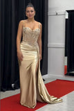 Sexy Silver Spaghetti Straps Mermaid Appliqued Prom Dress HZ1214