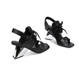 Niulatu Strange High Heels Modern Sandals Women 2025 Summer Genuine Leather Shoes Gladiator mixed color Sandals FT1469 DJSE