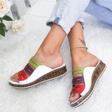 Niulatu Women Summer Orthopedic Sandals Women Car Line Slides Open Toe Sandals Breathable Leather Casual Female Platform Retro Shoe DJSE