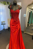 Sexy Silver Spaghetti Straps Mermaid Appliqued Prom Dress HZ1214