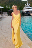 Straps Yellow Soft Satin Long Maxi HZ0308