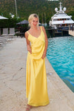 Straps Yellow Soft Satin Long Maxi HZ0308