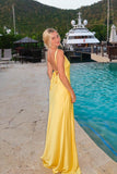 Straps Yellow Soft Satin Long Maxi HZ0308