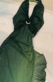 Niulatu Green Chiffon Halter Long Prom Dress Glitter Evening Dress HZ1007