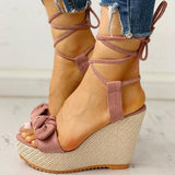 Niulatu Strap Women Sandals Platform Wedges High Heel Flock Butterfly Peep Toe Fashion Female Ladies Shoes Zapatos De Mujer DJSE