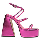 Niulatu Open Toe Platform Flared High Heels women's Sandals Ankle Strap Buckle Summer Fashion Dress Wedding Party Shoes Woman DJSE