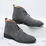 Niulatu for Men Coffee Brown Flock Lace Up Business Shoes for Men with Free Shipping Ankle Boots DJSE