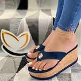 Niulatu Women Wedges Shoes Platform Summer Casual Solid Women Girls Wedges Shoes Slip-On Girls Plus Size Flip Flops DJSE