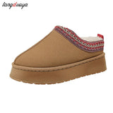 Niulatu Women 2025 New Fur Short Plush Flip Flops Platform Slippers Winter Shoes Casual Home Cotton Shoes Warm Flats Boots Mules Zapatos DJSE