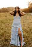 Knotted Sage Ruffles Tiedred Maxi HZ0308