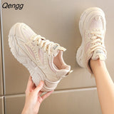 Niulatu Spring Bright Purple Chunky Shoes Women's Vulcanized Sneakers Platform Shoes Girls Light Weight Leather PU Sneaker DJSE