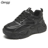 Niulatu Spring Bright Purple Chunky Shoes Women's Vulcanized Sneakers Platform Shoes Girls Light Weight Leather PU Sneaker DJSE