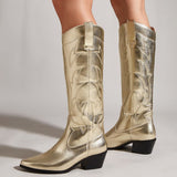 Niulatu Retro Vintage Western Boots Women Autumn Winter Chunky High Heels Cowboy Mid Calf Boots Female Cowgirls Shoes Woman DJSE