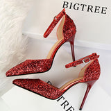 Niulatu Shoes Sexy High Heels Women Pumps Sparkle Sequins Stiletto Heels 10 Cm Party Shoes Women Heels Summer Women Sandals New DJSE