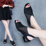 Niulatu Women¡®s Sandals 2025 Thick Heel Peep Toe Summer Shoes for Women Mesh Breathable Sandals Ladies Plus Size Girls Sandal New DJSE