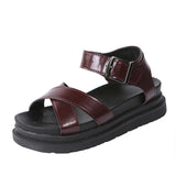 Niulatu Design Open Toe Platform Chunky Heel Punk Leisure women's Sandals Casual Buckle Black White Trendy Shoes Woman DJSE
