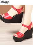 Niulatu 36 37 39 43 Woman Sexy Genuine Leather Ladies Summer Dress Shoe For Women 2025 Female Platform Wedge Heel Elegant Sandal DJSE