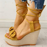 Niulatu Strap Women Sandals Platform Wedges High Heel Flock Butterfly Peep Toe Fashion Female Ladies Shoes Zapatos De Mujer DJSE