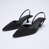 Niulatu Women's Pumps Fashion Pointed Slingback Female Stiletto Elegant Colorful Shallow Mouth Ladies Prom Shoes DJSE