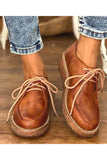 Niulatu Vegan Leather Lace Up Flat Shoes DJSE