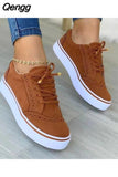 Niulatu Women's Vulcanized Shoes Low-top Round Toe Casual Shoes Flat Shoes Lace-up Walking Shoes Women Versatile Comfortable DJSE