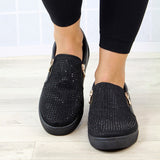 Niulatu Women Shoes Crystal Slip On Flat Loafers Zipper Embossed leather Ladies Autumn Glitter Platform Fashion Female Moccasins DJSE
