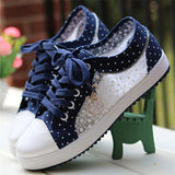 Niulatu Women Canvas Chain Metal Lace Vulcanized Female Summer Lace-up Breathable Fashion Shoes Ladies New Casual Comfort Flat DJSE