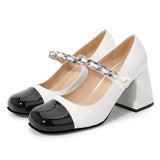 Niulatu Mary Jane Shoes Ladies high Heels square toe Silver pumps Woman party dress retro shoes big size 34-42 FT1585 DJSE