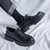 Niulatu Platform Men Casual Leather Shoes Designer Fashion Thick Sole Martin Shoes Classic High Quality Black Business Shoes for Men DJSE