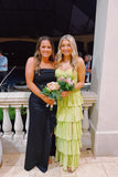 Apple Green Bustier Chiffon Tiered Maxi HZ0308
