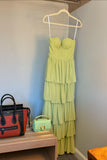 Apple Green Bustier Chiffon Tiered Maxi HZ0308