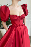 Niulatu Split Front Short Prom Dress with Square Neckline and Short HZ1007