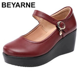 Niulatu 32 33 34 Ankle Buckle Platform Shoes Medium Heels Office Dance Shoe 2025 Spring Fall Wedges Pumps Women DJSE