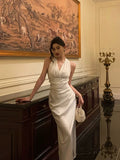 Sexy Sheath Halter White Sleeveless Prom Dresses Party Dress Summer Birthday Outfits Birthday Dresses HZ1214