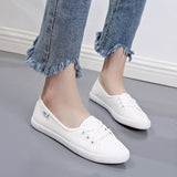 Niulatu Women Lace Up Canvas Flat Autumn Loafers Female Breathable Solid Comfortable Lazy Shoes Ladies Fashion Sneakers Casual Footwear DJSE
