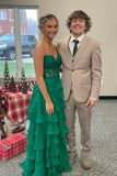 Sweetheart Yellow Lace Tiered Ruffle Prom HZ0308