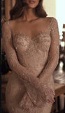 Ethereal Wedding Dress Sheath V Neck Lace Long Sleeves White Wedding Dresses Bridal Gowns HZ1214