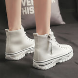 Niulatu Spring New Style Women Casual Shoes Platform Sneakers PU Leather Shoes Woman High Top White Shoes Tenis Feminino DJSE