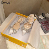 Niulatu Women Gladiator Sandals shoes Sexy White Silk high heels Sandals Summer Party Dress shoes Buckles pumps size 40 DJSE