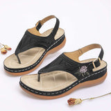 Niulatu Summer Women Premium Orthopedic Open Toe Sandals Vintage Anti-slip Breathable Leather 2025 Casual Female Platform Shoes DJSE