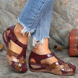 Niulatu Women's Sandals Wedge Buckle Strap Sandals Female Retro Casual Sewing Women Shoes Flats Platform Retro Sandalias Plus Size DJSE
