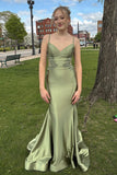 Spaghetti Straps Light Blue Appliques Mermaid Formal HZ0308