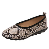 Niulatu New Ladies Loafers Fashion Women Shoes Retro Round Toe Snake Pattern Light Slip on Flat Casual Shoes Outdoor Walking Shoes DJSE