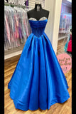 Beaded Sweetheart Royal Blue Satin Formal HZ0308