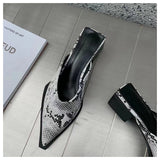 Niulatu Brand Designer Women Slippers Fashion Leopard Mule Flat Pointed Toe Casual Shoes Slide Low Heel Snake Sandal Big Size DJSE