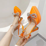 Niulatu Glitter Rhinestones Women Pumps Crystal bowknot Satin Summer Lady Shoes Genuine leather High heels Party Prom Shoes DJSE
