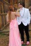 Halter Pink Fitted Long Formal HZ0308