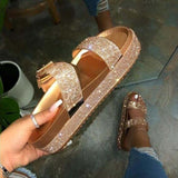 Niulatu Women's Sandals Summer Fashion Women's Shoes Platform Sandals Woman Bling Bling Slides With Shoes Ladies Thick Sole Female DJSE